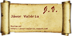 Jávor Valéria névjegykártya